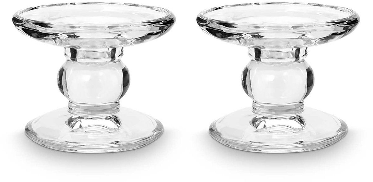 Vtwonen - lot de 2 - bougeoirs - verre - 9,2x7,3cm
