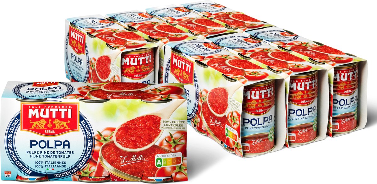 Mutti polpa cubes de tomates finement hachés - multipack - 8 x 3 boîtes de 400gr