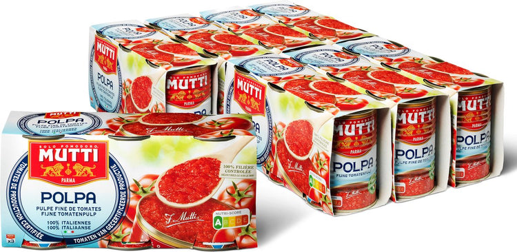 Mutti polpa cubes de tomates finement hachés - multipack - 8 x 3 boîtes de 400gr