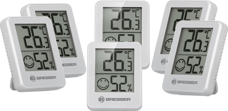 Thermo et hygromètre Bresser - lot de 6 - blanc - température et humidité