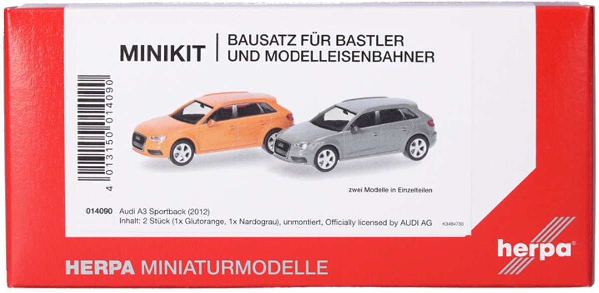Herpa audi a3 (2012), gris orange (mini kit 2 pièces.)