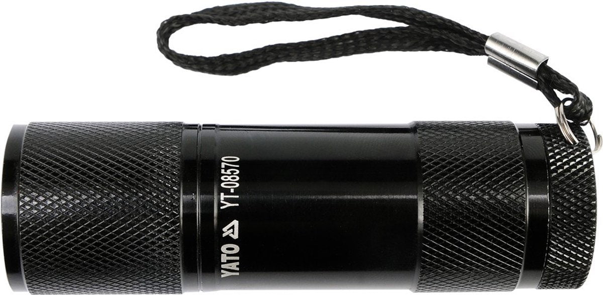 Yato - lampe de poche en aluminium - 9 LED - noir - 85x25mm