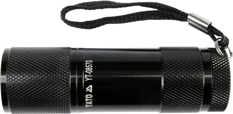 Yato - lampe de poche en aluminium - 9 LED - noir - 85x25mm