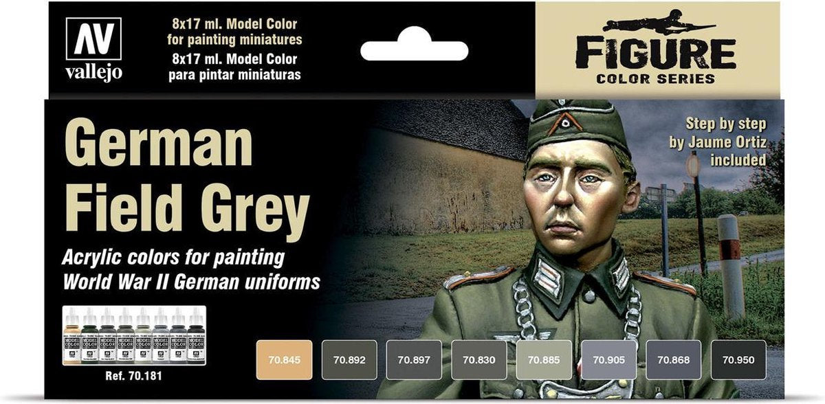 Vallejo modèle couleur gris champ allemand - 8 couleurs - 17ml - 70181