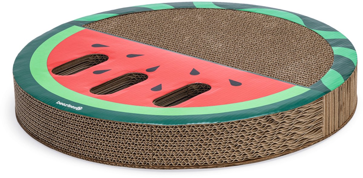 Beeztees jouet à gratter melon - jouet pour chat - carton à gratter - griffoir - 45x45x6 cm
