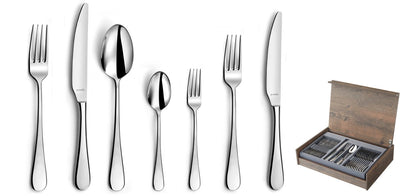 Amefa venus - Ménagère de 84 pièces - pour 12 personnes - brillant - couleur argent - dans un luxueux coffret en bois