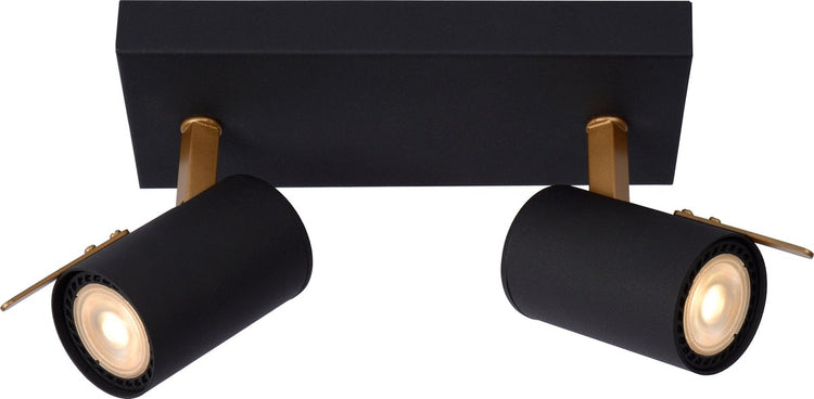 Lucide grony - spot de plafond (plafonnier) - led dim to warm - gu10 - 2x5w 2200k 3000k - noir