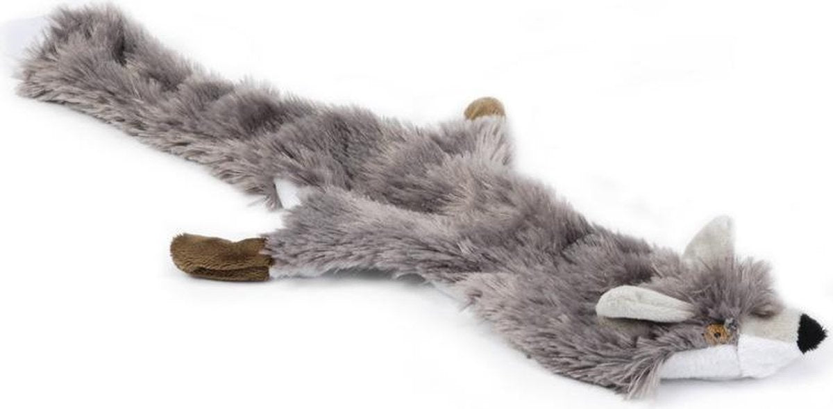 Beeztees flatino fox - jouet pour chien - gris - 52x15x2,5 cm