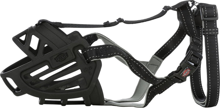 Muselière Trixie - muselière flexible en silicone - noir - taille m-l - circonférence de la muselière 27 cm