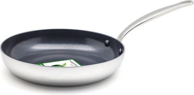 Poêle Greenpan Barcelona evershine 24 cm - revêtement antiadhésif sans PFA - poêle à induction - poêle en céramique - passe au four jusqu'à 220°c - argent
