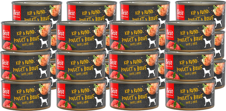 Bois de rose meilleur pour votre ami - nourriture humide pour chiens - poulet bœuf - repas cuit à la vapeur - 24 boîtes x 95 g
