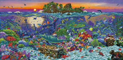Diamond dotz® Peinture diamant adultes - pierres rondes - paquet complet - passe-temps - - dd18.001 - animaux - récif de corail coloré avec île 132 x 65 cm