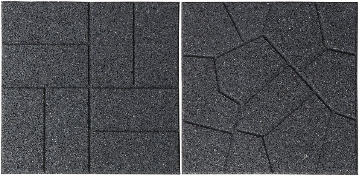 Nature - carrelage de jardin - gris - caoutchouc - carrelage motif réversible - h1,5 x 40 x 40cm