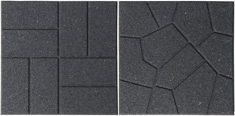 Nature - carrelage de jardin - gris - caoutchouc - carrelage motif réversible - h1,5 x 40 x 40cm