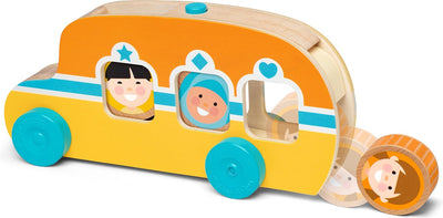 Melissa Doug Go Tots - Bus roulant en bois - Jouets de développement en bois pour tout-petits