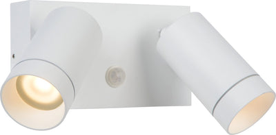 Lucide Taylor - applique murale spot intérieur extérieur - 2xgu10 - ip54 - détecteur de mouvement - blanc