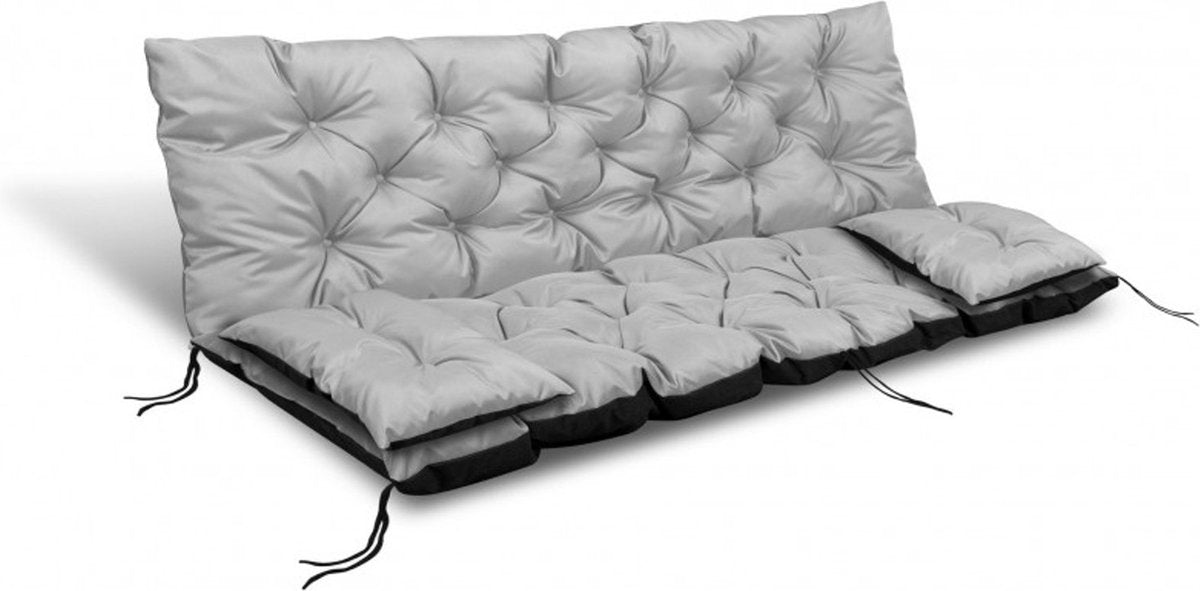 Ensemble de coussins de jardin Aio - coussin de canapé 100x60x50cm et 2 petits coussins 42 x 42 cm - coussin de balancelle - gris