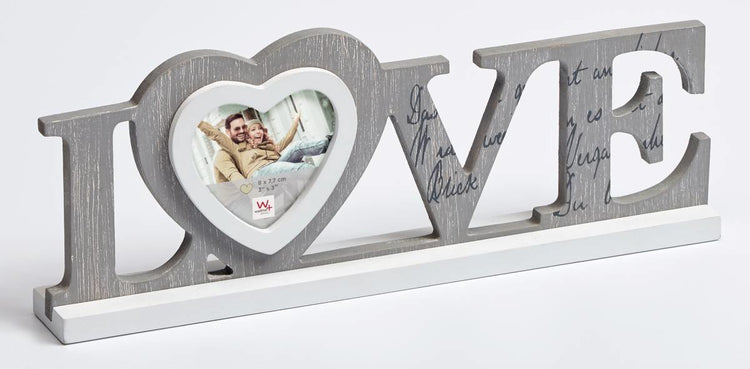 Walther love - cadre portrait en bois - format photo 8x 7,7 cm - gris blanc
