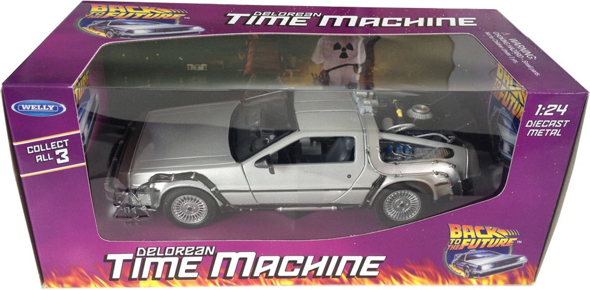Welly Delorean retour vers le futur - modèle de voiture 1:24 - réplique de film de voyage dans le temps