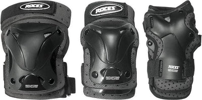 Roces – protection ventilée pour patins, pack de 3 – extra aérée et légère – adultes – noir – taille s