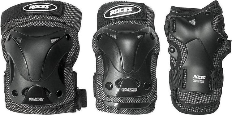 Roces – protection ventilée pour patins, pack de 3 – extra aérée et légère – adultes – noir – taille s