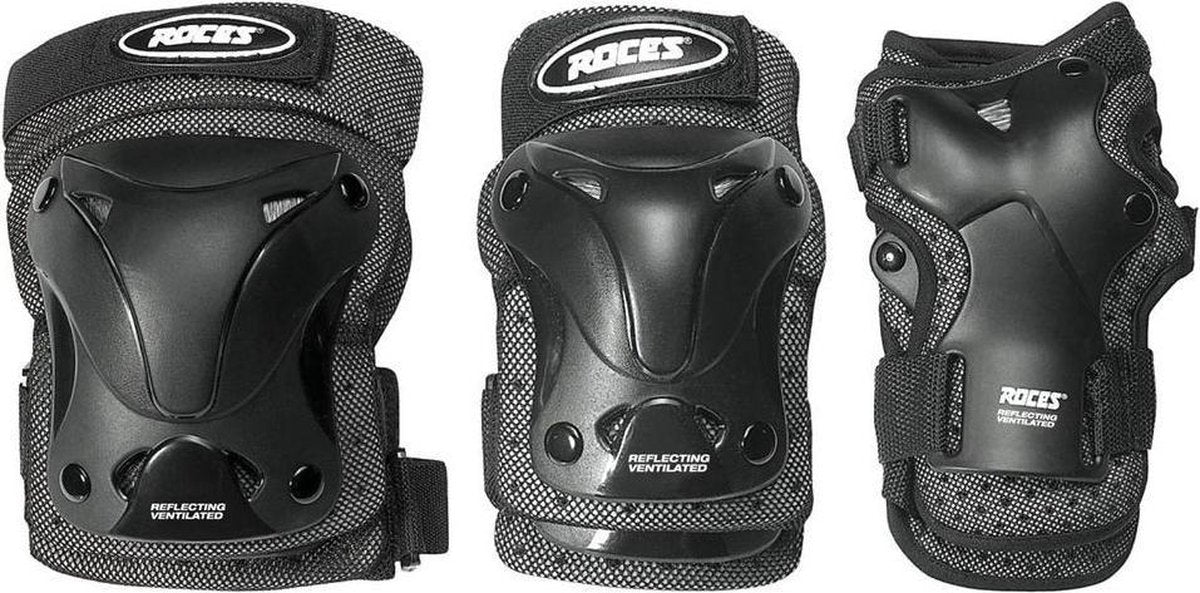 Roces – protection ventilée pour patins, pack de 3 – extra aérée et légère – adultes – noir – taille m