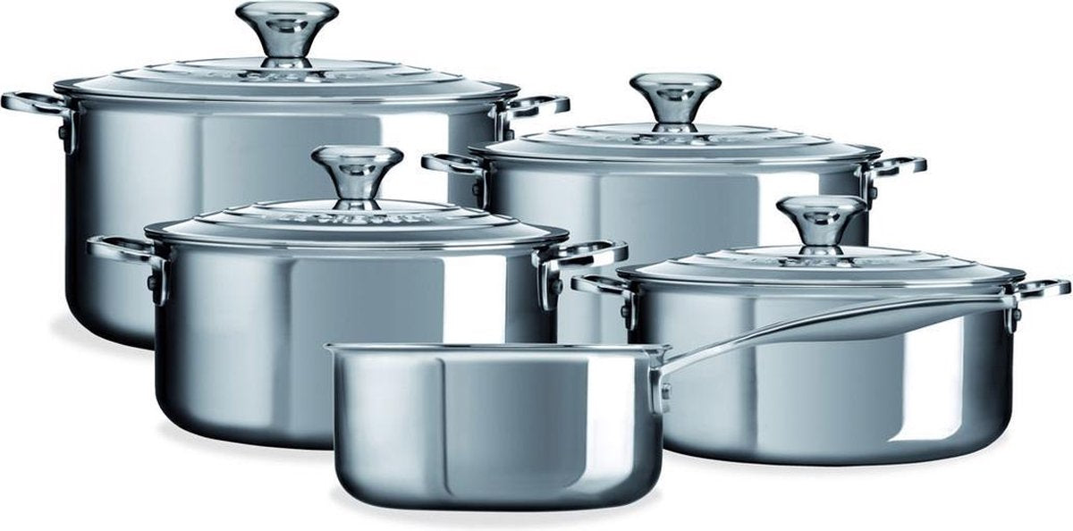 Ensemble de poêles en acier inoxydable signature Le Creuset 5 pièces