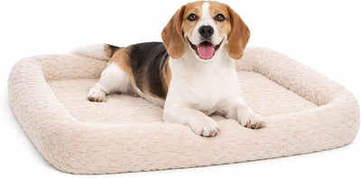 Flamingo dog cushion - dog basket - naya rectangular beige with edge 85.5x51cm - extra support - luxurious lying comfort