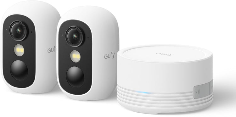Kit 2 caméras Eufy security cam c35 - blanc - caméra de sécurité sans fil - pour extérieur et intérieur - montage magnétique - vision nocturne couleur - stockage local - pas de frais mensuels - ip67 - reconnaissance faciale