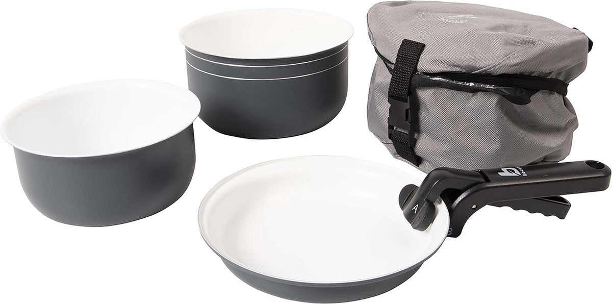 Bo-camp - set de poêles - trekking - 5 pièces - revêtement céramique - aluminium