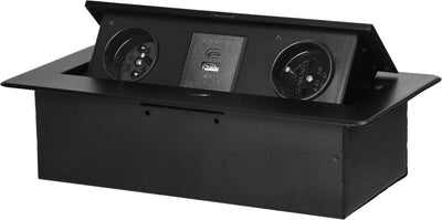 Orno multiprise avec USB - multiprise escamotable avec 2 prises et USB-A USB-C - fiche de distribution intégrée avec finition en acier inoxydable - fiche de distribution sans câble - pour max. 3680 watts - broche de terre - noir