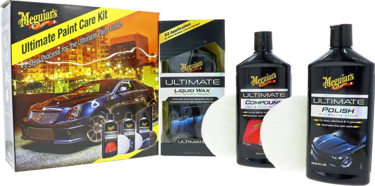 Meguiar's Meguiar's Ultimate Paint Care Kit - Kit de réparation de peinture en 3 étapes - comprenant un composé, une cire liquide de polissage - une protection hydrophobe brillante miroir