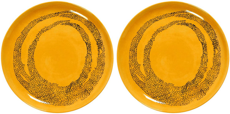 Serax - fête ottolenghi - assiette m - jaune noir - 22 ø - 2 pièces