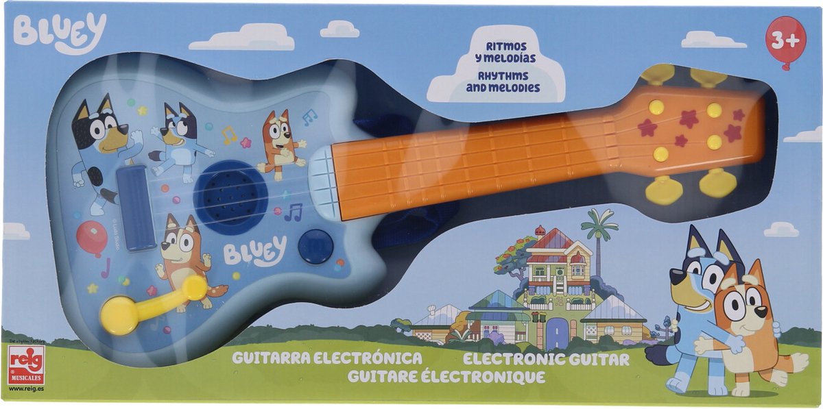 Guitare électronique Bluey - avec 4 cordes, amplificateur et effets sonores