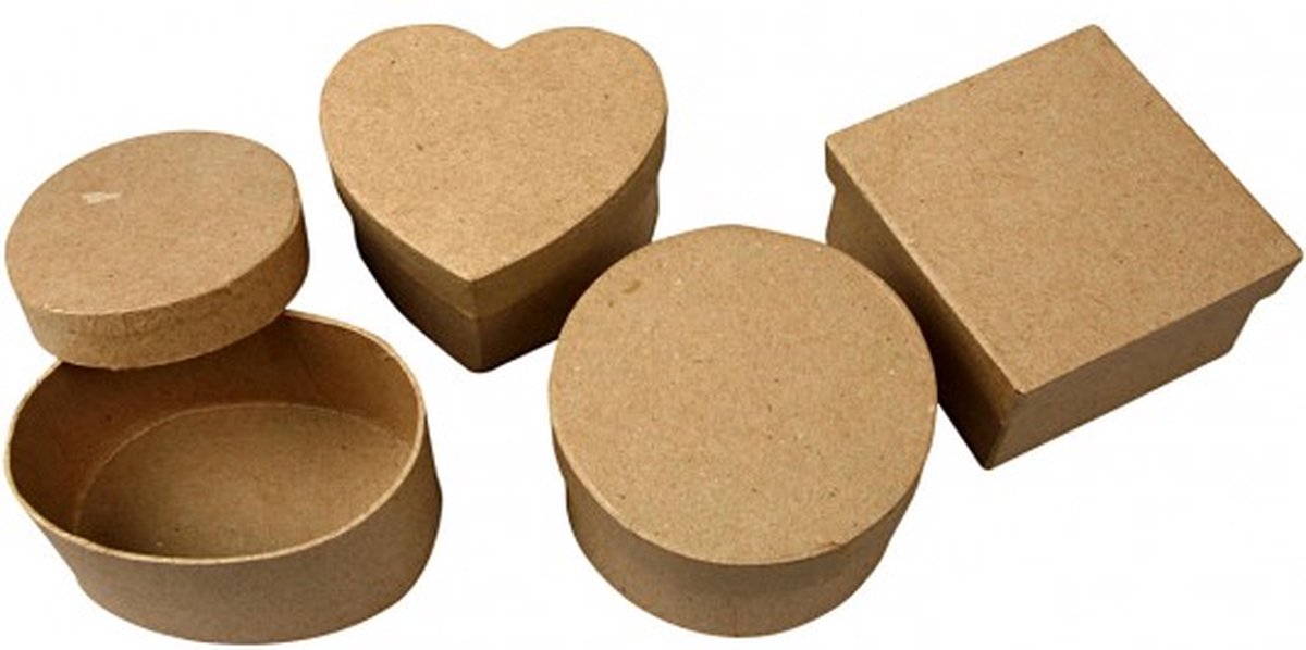 Creativ Company Boxes Medium, H: 5 cm, D 10-12 cm, 4 pièces 1 boîte
