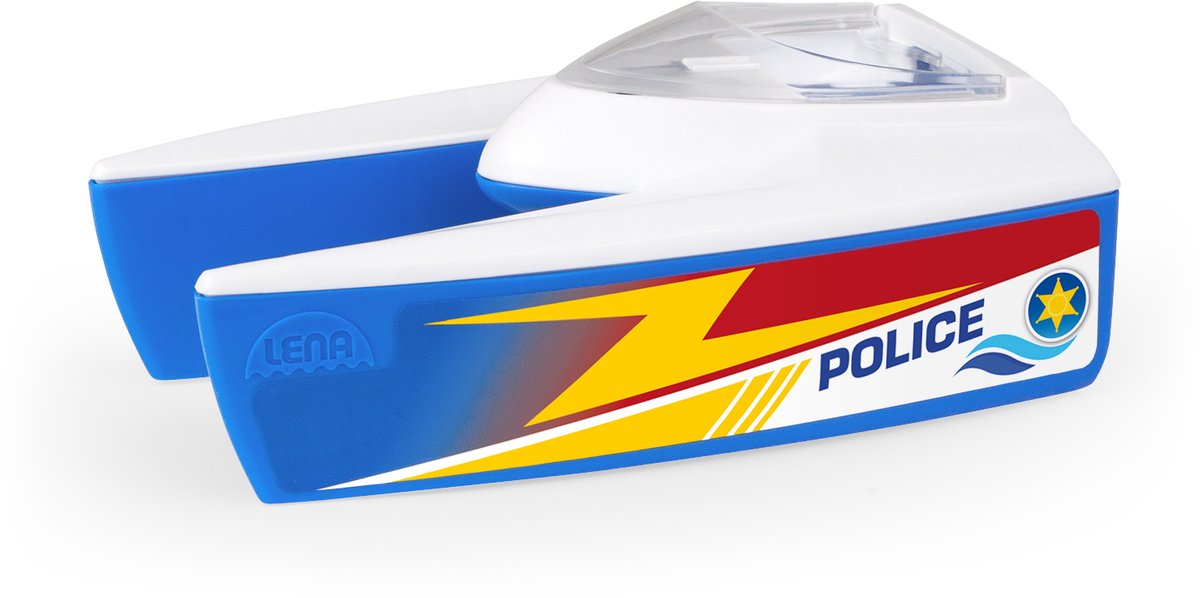 Jouets de bain en plastique bateau de police Lena pour enfants à partir de 2 ans.