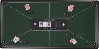 Tapis de poker Engelhart vert 120x60 cm - caoutchouc polyester - surface de jeu lisse - accessoire de dés de poker -