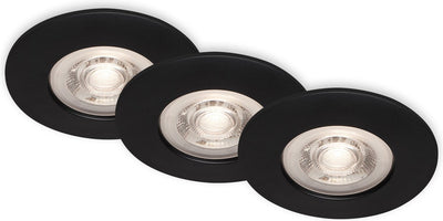 Briloner - Spots encastrables LED spot encastrable lampe de salle de bain fonction mémoire lot de 3 dimmable noir 4,9W IP44 ø9cm