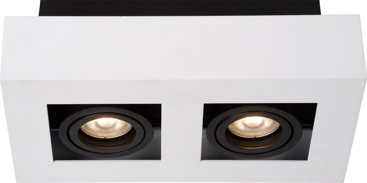 Lucide xirax - spot de plafond (plafonnier) - led dim to warm - gu10 - 2x5w 2200k 3000k - blanc