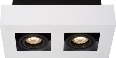 Lucide xirax - spot de plafond (plafonnier) - led dim to warm - gu10 - 2x5w 2200k 3000k - blanc
