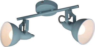 Briloner soft - spot de plafond 2 lumières - plafonnier - rotatif et orientable - version rétro vintage - culot : E14 max. 40 watts - métal - dimensions : 30,4x10x18,1 cm - couleur : blanc menthe