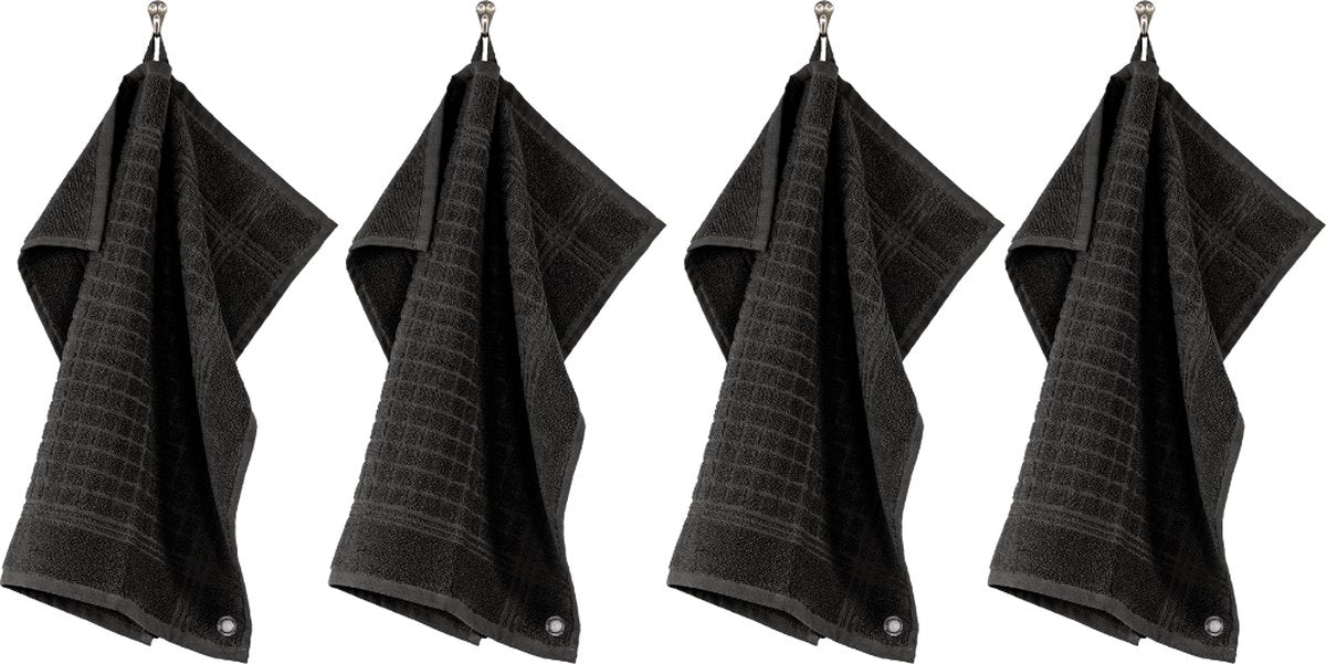 Tiseco chiffon éponge pharao 50x50 cm - set 4, noir