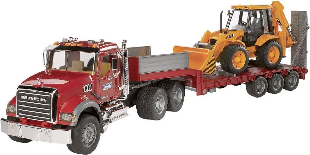 Bruder Mack Granite Truck With Low -Loader et JCB 4CX