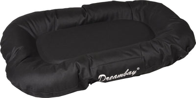Lit pour chien Flamingo dreambay® ovale noir – 80x60x14 cm – housse lavable hydrofuge – coussin pour chien résistant –