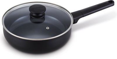 Brabantia vanta poêle avec couvercle - ø 24 cm - 100% sans pfas - sauteuse - revêtement antiadhésif en céramique renforcé de titane - convient pour induction - noir