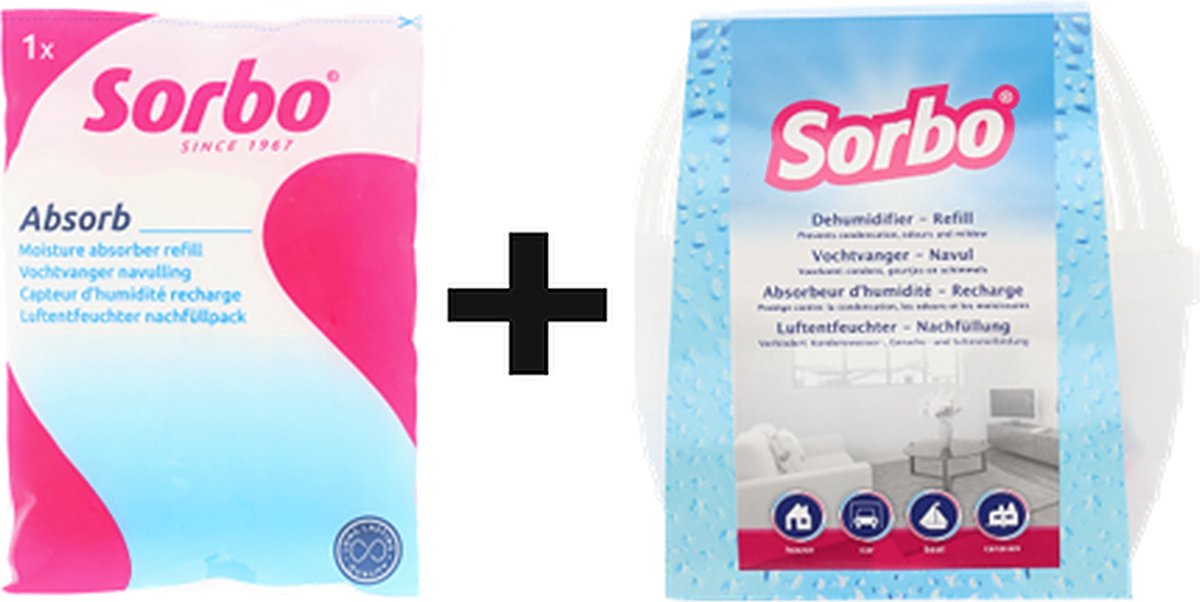 Absorbeur d'humidité Sorbo 400 grammes + recharge 400 grammes