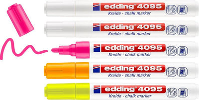 Marqueur à craie edding e4095, assortiment de couleurs, pack de 5 pièces