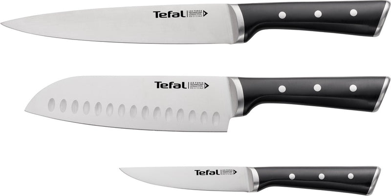 Set de couteaux Tefal Ice Force - 3 pièces - couteau à découper 20 cm - couteau santoku 18 cm - couteau universel 11 cm - acier inoxydable