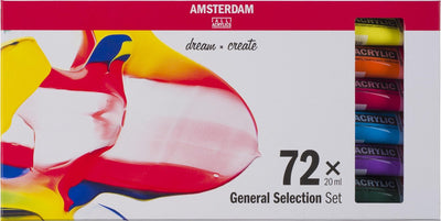 Ensemble de sélection générale de peinture acrylique série standard Bruynzeel Amsterdam 20 ml, 72 pièces.