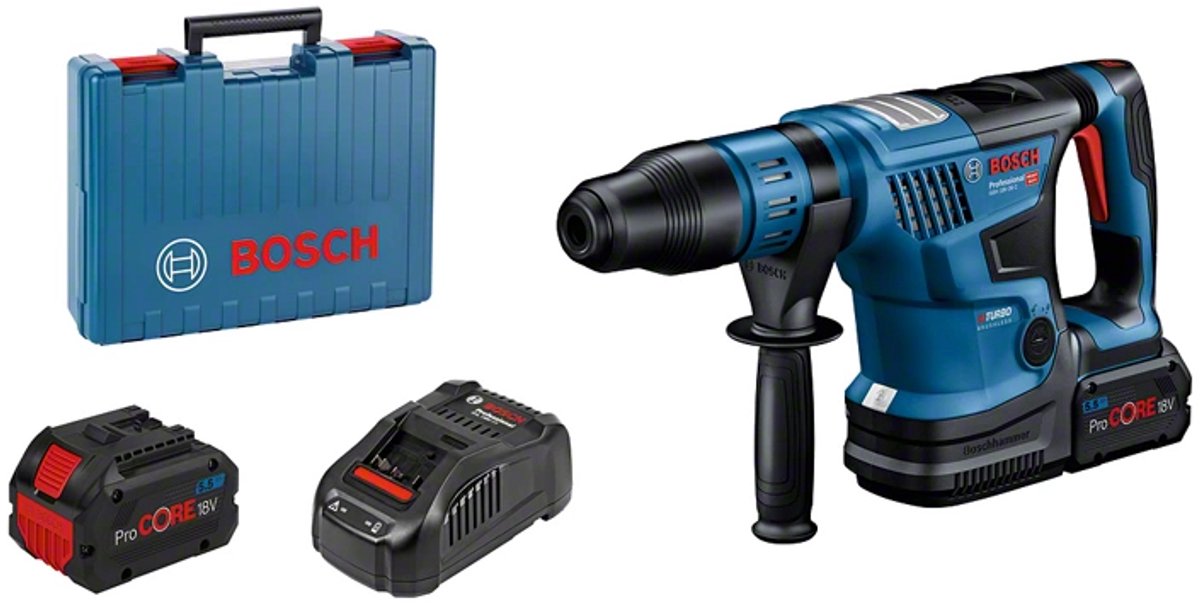 Perceuse-visseuse sans fil Bosch professional gbh 18v-36 c - biturbo - avec 2x batteries 18v (5,5ah) et chargeur - en coffret